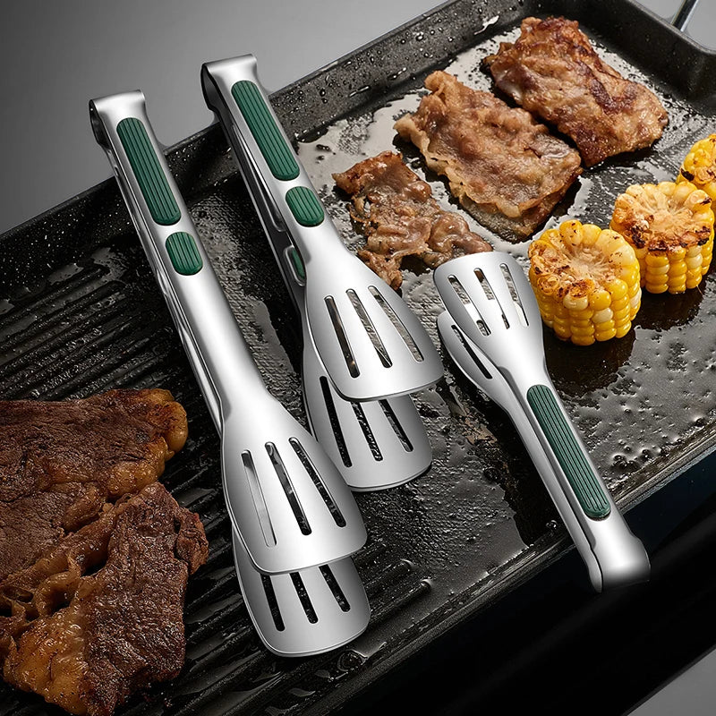 Stainless Steel Non-Slip Food Tongs – Serving Clip for BBQ, Salad & Buffet