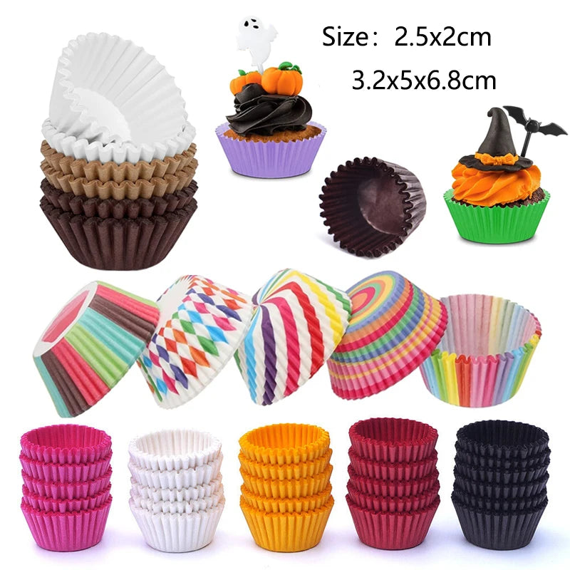 100/1000pcs Cake Paper Cups Mini Cupcake Cups Cake Cupcake Liner Baking Muffin Box Cup Case Tray Cake Molds Kitchen Pastry Tools