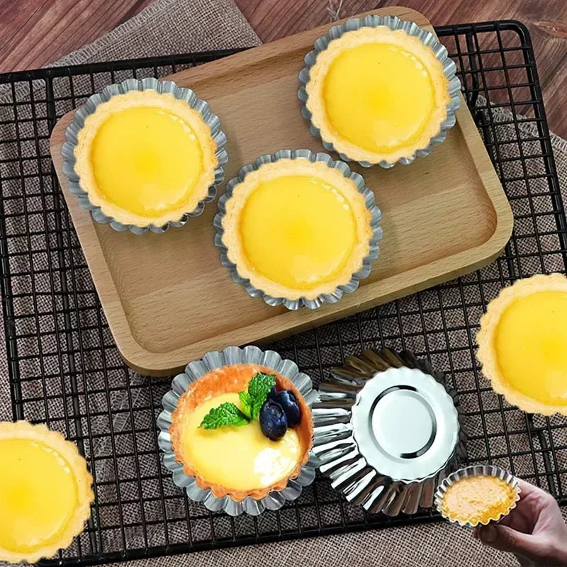 Aluminum 7cm Egg Tart Molds Stainless Steel Cupcake Mold Thickened Reusable Cake Cookie Mold Tin Kitchen Baking Tool cake mold