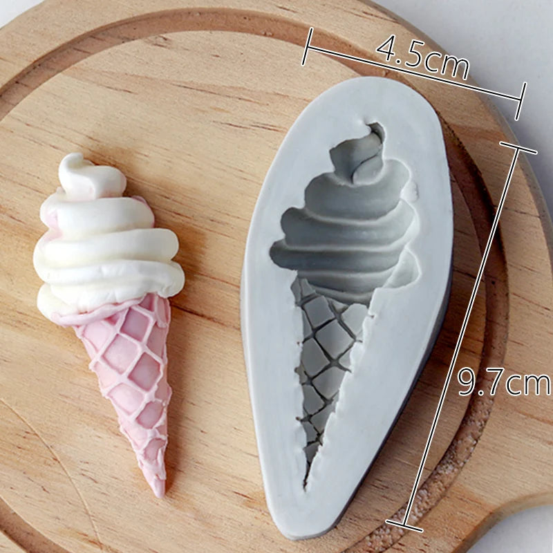 Ice Cream Cone Chocolate Fondant Silicone Mold Children's Baby Birthday Cake Decorative Ornaments Plug-in