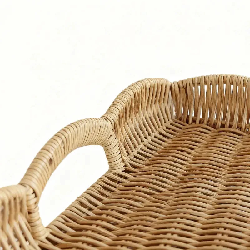 Imitation Rattan Woven Storage Tray – Decorative Basket for Living Room & Bedroom