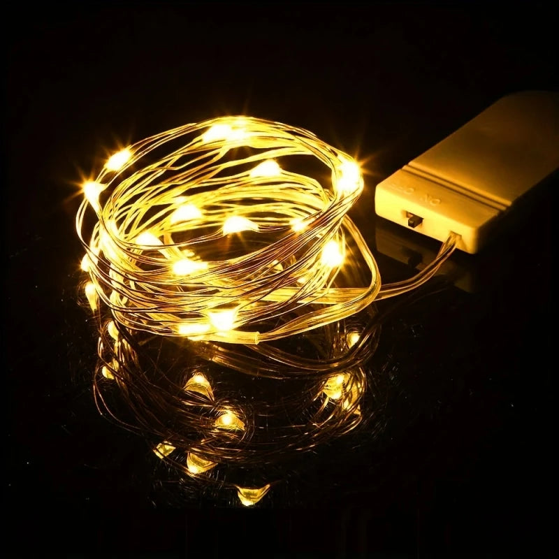 Battery-Operated Fairy String Lights – Waterproof Silver Wire