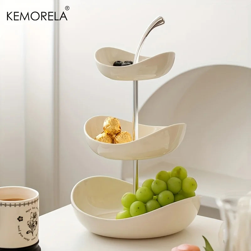 Ceramic 2 or 3-Tier Fruit & Dessert Platter – Elegant Home & Salon Display Stand