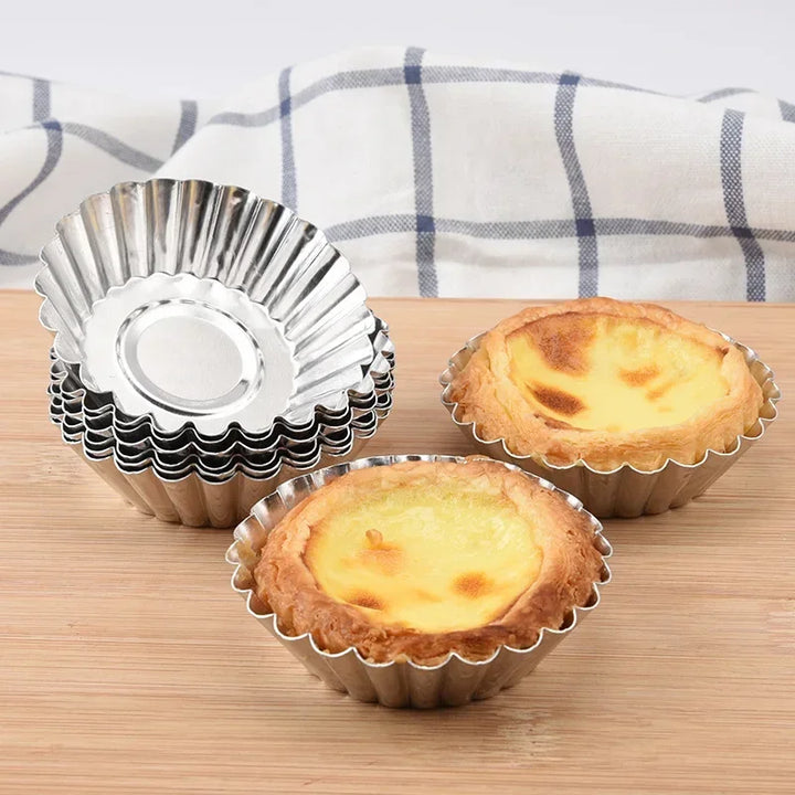 Aluminum 7cm Egg Tart Molds Stainless Steel Cupcake Mold Thickened Reusable Cake Cookie Mold Tin Kitchen Baking Tool cake mold