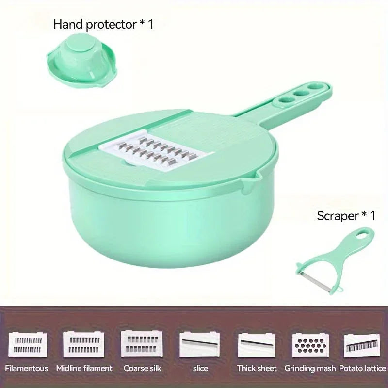 Multifunctional 9 in 1 Vegetable Chopper,, Kitchen Vegetable Slicer Cutter with Container, Carrot and Garlic Chopper with Peel