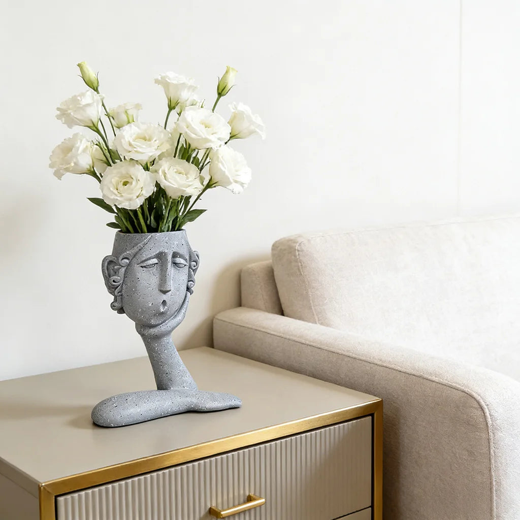 Pensive Girl Face Resin Planter – Aesthetic Sculpture Flower Pot