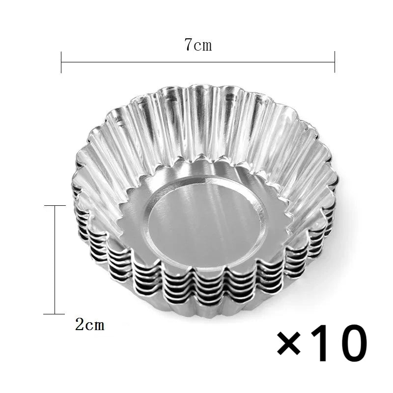 Aluminum 7cm Egg Tart Molds Stainless Steel Cupcake Mold Thickened Reusable Cake Cookie Mold Tin Kitchen Baking Tool cake mold