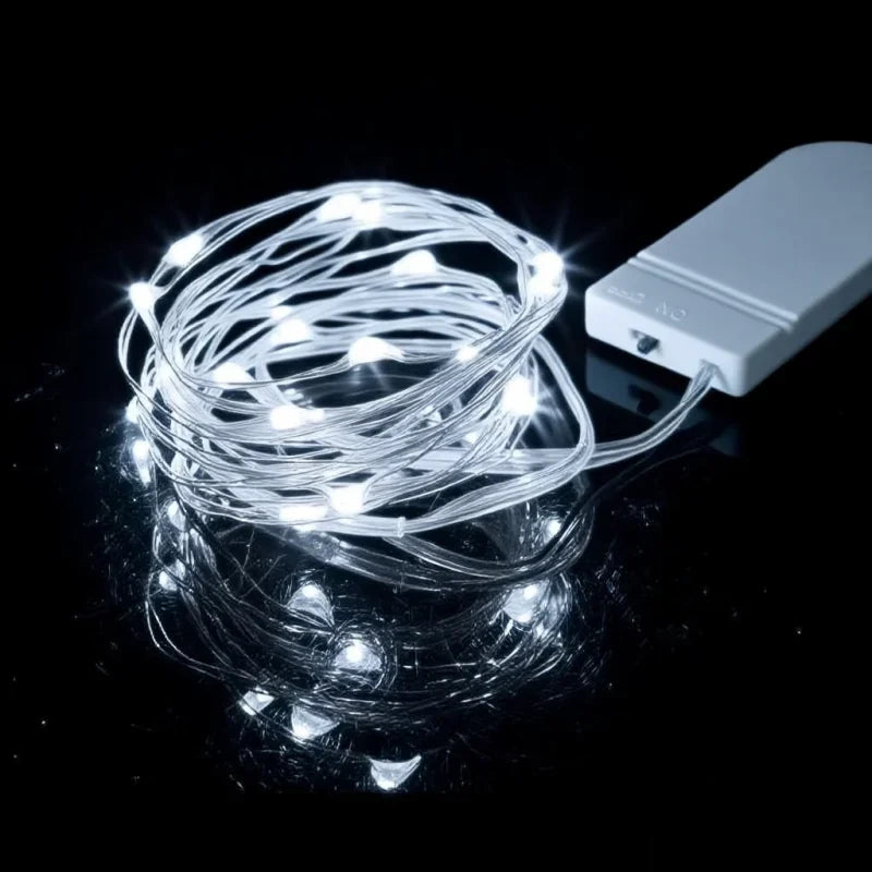 Battery-Operated Fairy String Lights – Waterproof Silver Wire